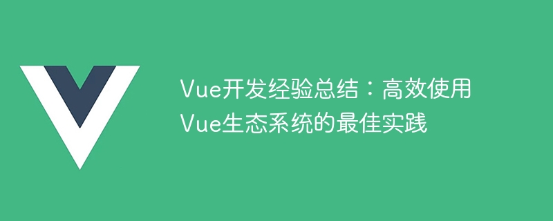 高效使用 Vue 生态系统的最佳实践总结